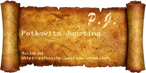 Petkovits Jusztina névjegykártya